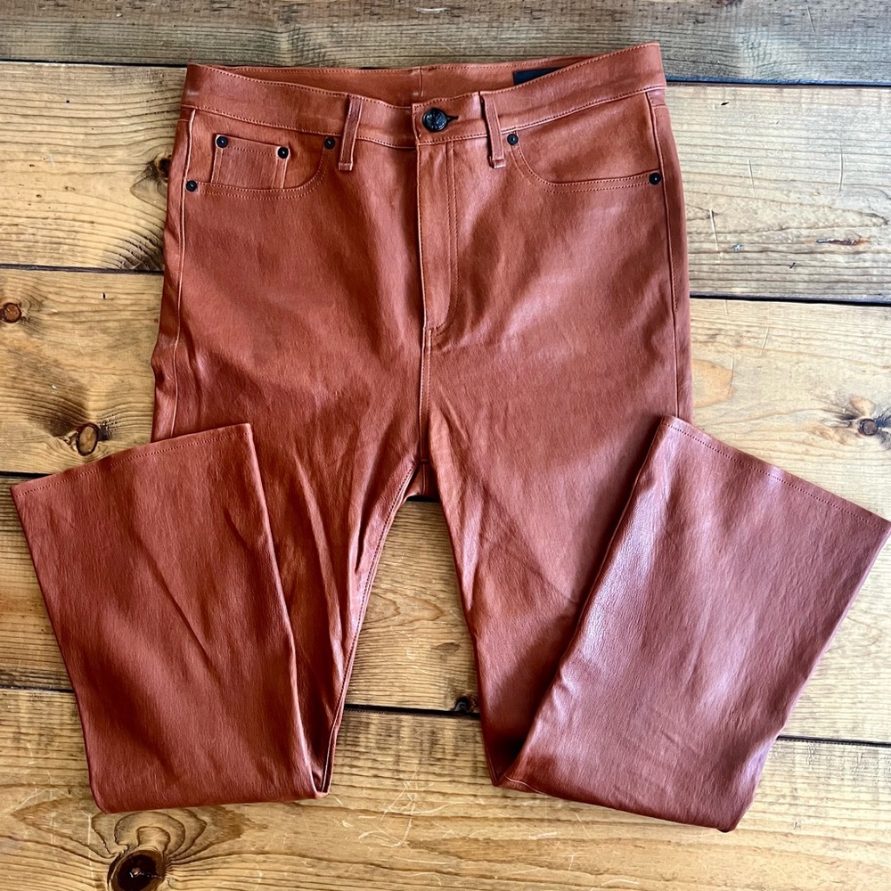 Hana High-Rise Cropped Flare-Leg Leather Pants Rag and Bone. Size 32